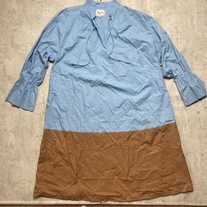 Second Female Poplin Long Sleeve Midi Dress Size M /38 Pockets Light 100% Cotton